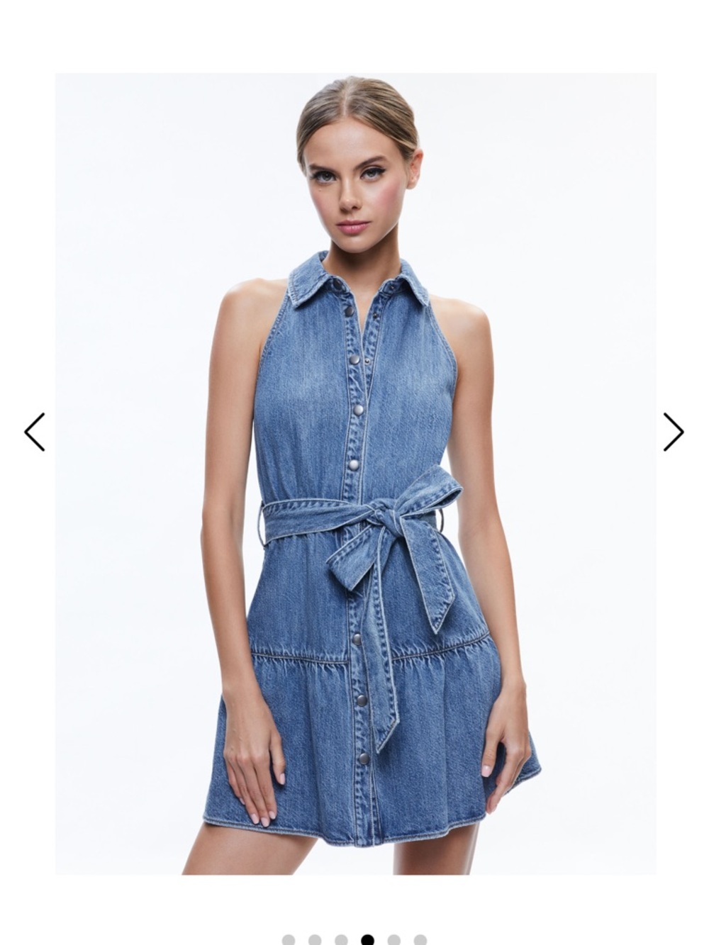 Alice & Olivia MIRANDA SLEEVELESS MINI DENIM DRESS